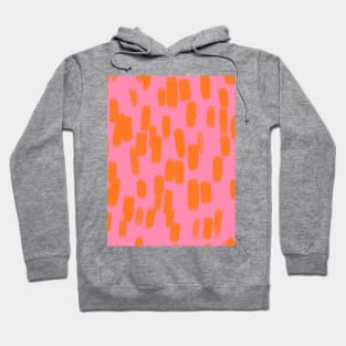 Abstract, Pink with Orange Brush Stokes Hoodie